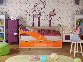 Кровать Дельфин-1 800*1600 (Оранжевый металлик/дуб крафт белый) в Чайковском - chaykovskiy.mebel24.online | фото