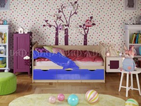 Кровать Дельфин-1 800*1600 (Синий металлик/дуб крафт белый) в Чайковском - chaykovskiy.mebel24.online | фото