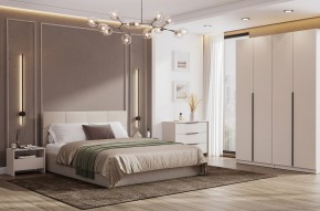 Кровать двойная №4 с основанием (Бежевый) в Чайковском - chaykovskiy.mebel24.online | фото 3