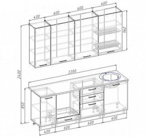 Кухонный гарнитур Антрацит 2200 (Стол. 26мм) в Чайковском - chaykovskiy.mebel24.online | фото 3