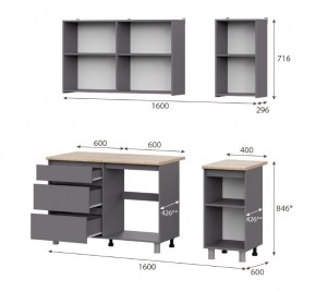 Кухонный гарнитур ДЕНВЕР (1600) Графит серый/Дуб Сонома в Чайковском - chaykovskiy.mebel24.online | фото 2