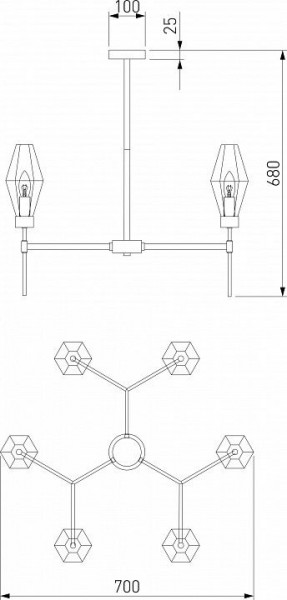 Люстра на штанге Eurosvet Prism 60143/6 хром в Чайковском - chaykovskiy.mebel24.online | фото 2