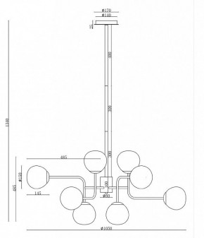 Люстра на штанге Maytoni Erich MOD221-PL-12-G в Чайковском - chaykovskiy.mebel24.online | фото 3