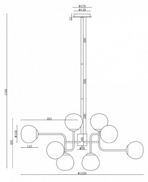 Люстра на штанге Maytoni Erich MOD221-PL-12-N в Чайковском - chaykovskiy.mebel24.online | фото 3