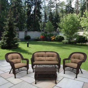 Плетеный комплект для отдыха LV-520BB Вrown/Beige в Чайковском - chaykovskiy.mebel24.online | фото