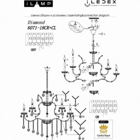 Подвесная люстра iLamp Diamond 6071-18 CR+CL в Чайковском - chaykovskiy.mebel24.online | фото 2
