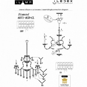 Подвесная люстра iLamp Diamond 6071-8 CR+CL в Чайковском - chaykovskiy.mebel24.online | фото 2