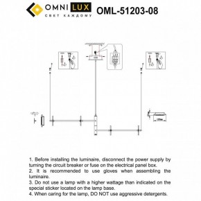 Подвесная люстра Omnilux Indovero OML-51203-08 в Чайковском - chaykovskiy.mebel24.online | фото 3