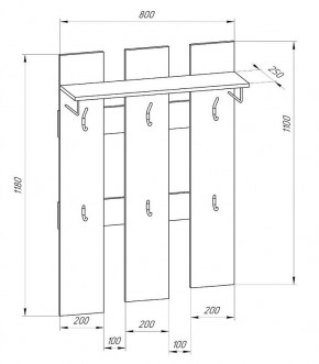 Прихожая-вешалка большая 800 в Чайковском - chaykovskiy.mebel24.online | фото 2