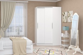Шкаф-купе Угловой №1 (Белый текстурный) в Чайковском - chaykovskiy.mebel24.online | фото