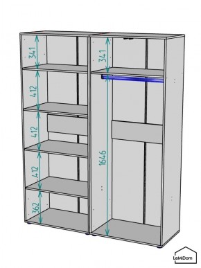 Шкаф Linnea MHR-4-1 2050х1600х510 (Графит-М 11.1.25) в Чайковском - chaykovskiy.mebel24.online | фото 3