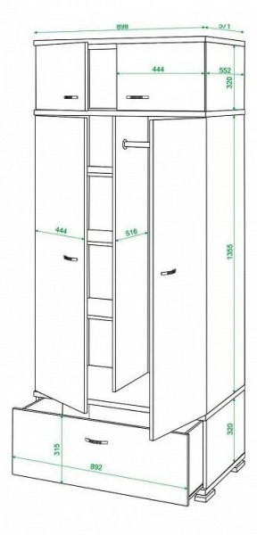 Шкаф платяной Домино КС-20 в Чайковском - chaykovskiy.mebel24.online | фото 3
