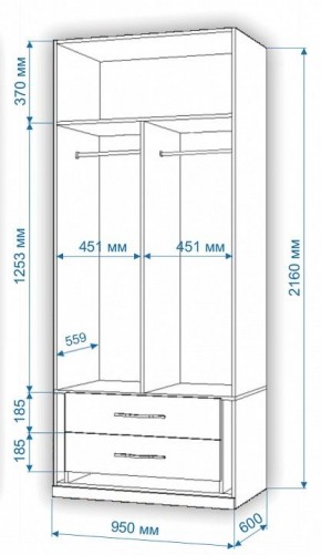 Шкаф платяной Нобиле Пл-95/60 в Чайковском - chaykovskiy.mebel24.online | фото 2