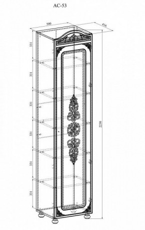 Шкаф-витрина Ассоль АС-53К в Чайковском - chaykovskiy.mebel24.online | фото 2