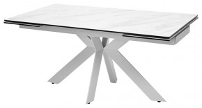 Стол BELLUNO 160 MARBLES KL-99 Белый мрамор матовый, итальянская керамика/ белый каркас, ®DISAUR в Чайковском - chaykovskiy.mebel24.online | фото 1