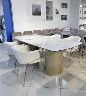 Стол BRONTE 220 KL-188 Контрастный мрамор матовый, итальянская керамика/ Шампань, ®DISAUR в Чайковском - chaykovskiy.mebel24.online | фото 3