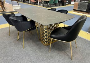 Стол CHIAVARI 220 KL-116 Черный мрамор матовый, итальянская керамика / бронзовый, ®DISAUR в Чайковском - chaykovskiy.mebel24.online | фото 2