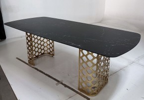Стол CHIAVARI 220 KL-116 Черный мрамор матовый, итальянская керамика / бронзовый, ®DISAUR в Чайковском - chaykovskiy.mebel24.online | фото 4
