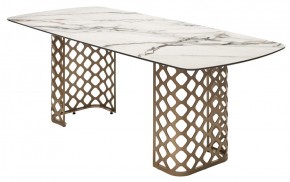 Стол CHIAVARI 220 KL-188 Контрастный мрамор матовый, итальянская керамика / Шампань, ®DISAUR в Чайковском - chaykovskiy.mebel24.online | фото