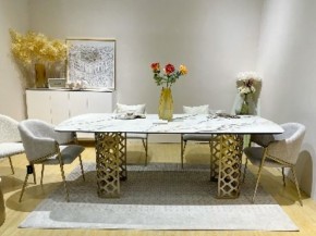 Стол CHIAVARI 220 KL-188 Контрастный мрамор матовый, итальянская керамика / Шампань, ®DISAUR в Чайковском - chaykovskiy.mebel24.online | фото 2