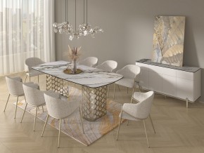 Стол CHIAVARI 220 KL-188 Контрастный мрамор матовый, итальянская керамика / Шампань, ®DISAUR в Чайковском - chaykovskiy.mebel24.online | фото 9