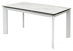 Стол CREMONA 140 HIGH GLOSS STATUARIO Белый мрамор глянцевый, керамика/ белый каркас, ®DISAUR в Чайковском - chaykovskiy.mebel24.online | фото 1
