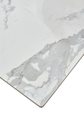 Стол CREMONA 140 HIGH GLOSS STATUARIO Белый мрамор глянцевый, керамика/ белый каркас, ®DISAUR в Чайковском - chaykovskiy.mebel24.online | фото 6