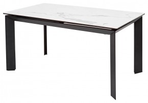 Стол CREMONA 140 HIGH GLOSS STATUARIO Белый мрамор глянцевый, керамика/ черный каркас, ®DISAUR в Чайковском - chaykovskiy.mebel24.online | фото 1
