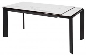 Стол CREMONA 140 HIGH GLOSS STATUARIO Белый мрамор глянцевый, керамика/ черный каркас, ®DISAUR в Чайковском - chaykovskiy.mebel24.online | фото 3