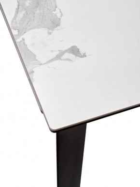 Стол CREMONA 140 HIGH GLOSS STATUARIO Белый мрамор глянцевый, керамика/ черный каркас, ®DISAUR в Чайковском - chaykovskiy.mebel24.online | фото 4