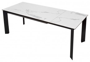 Стол CREMONA 140 HIGH GLOSS STATUARIO Белый мрамор глянцевый, керамика/ черный каркас, ®DISAUR в Чайковском - chaykovskiy.mebel24.online | фото 8