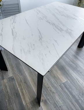 Стол CREMONA 140 KL-99 Белый мрамор матовый, итальянская керамика / черный каркас, ®DISAUR в Чайковском - chaykovskiy.mebel24.online | фото 3
