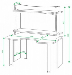 Стол компьютерный Домино Lite СКЛ-Игр140+НКИЛ140ВЛ в Чайковском - chaykovskiy.mebel24.online | фото 3