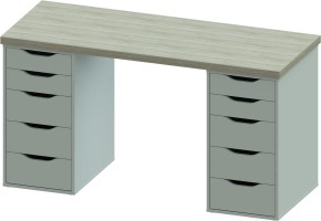 Стол письменный Ингар 2/55 140x75x55, дуб беленый/белый в Чайковском - chaykovskiy.mebel24.online | фото 2
