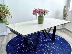 Стол RIETI 200 KL-99 Белый мрамор матовый, итальянская керамика / черный каркас, ®DISAUR в Чайковском - chaykovskiy.mebel24.online | фото 2