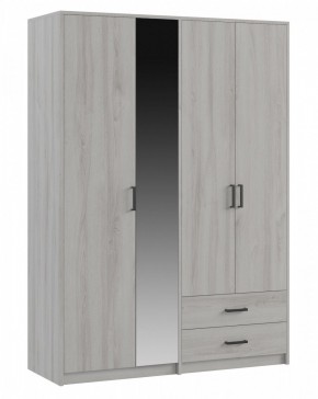 СВЕТЛАНА LOFT Шкаф 4 двери с зеркалом (сосна белая loft) в Чайковском - chaykovskiy.mebel24.online | фото