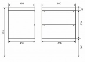 Тумба под раковину Uperwood Tanos 60 см, подвесная, белая/графит в Чайковском - chaykovskiy.mebel24.online | фото 6