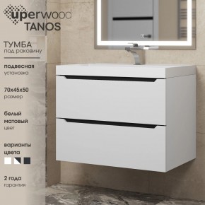 Тумба под раковину Uperwood Tanos 70 см, подвесная, белая/графит в Чайковском - chaykovskiy.mebel24.online | фото 3