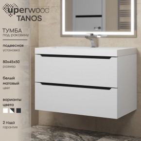 Тумба под раковину Uperwood Tanos 80 см, подвесная, белая/графит в Чайковском - chaykovskiy.mebel24.online | фото 3
