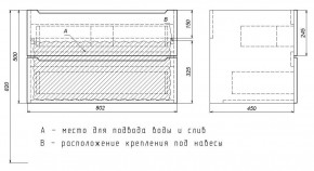 Тумба под раковину Uperwood Tanos 80 см, подвесная, белая/графит в Чайковском - chaykovskiy.mebel24.online | фото 7