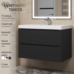 Тумба под раковину Uperwood Tanos 80 см, подвесная, черная матовая в Чайковском - chaykovskiy.mebel24.online | фото 3