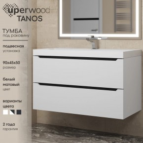 Тумба под раковину Uperwood Tanos 90 см, подвесная, белая/графит в Чайковском - chaykovskiy.mebel24.online | фото 3